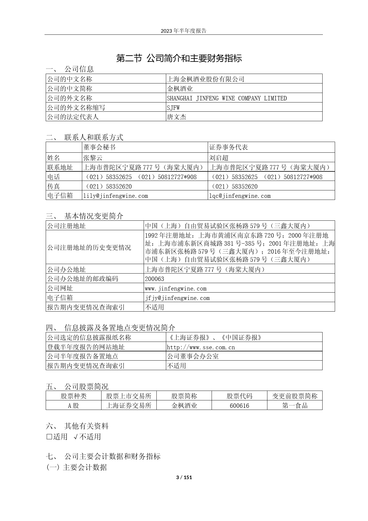 金枫酒业：金枫酒业2023年半年报全文_第3页