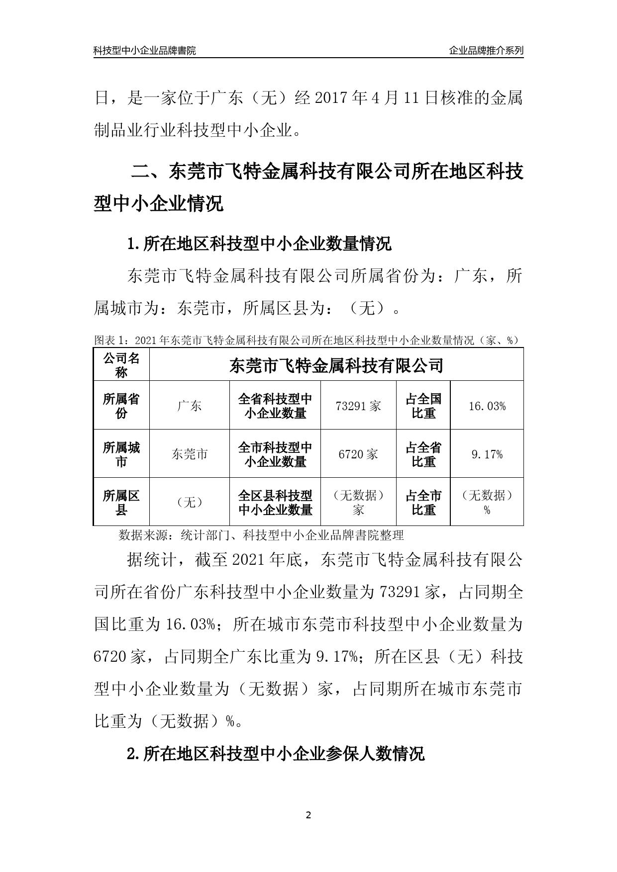 [科技中小]东莞市飞特金属科技有限公司品牌推介及所在地区和行业企业发展情况分析报告（2021年）_第2页