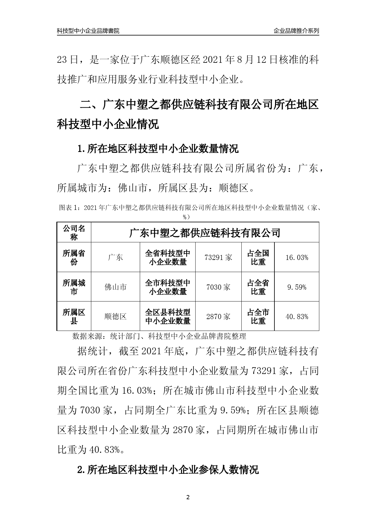 [科技中小]广东中塑之都供应链科技有限公司品牌推介及所在地区和行业企业发展情况分析报告（2021年）_第2页