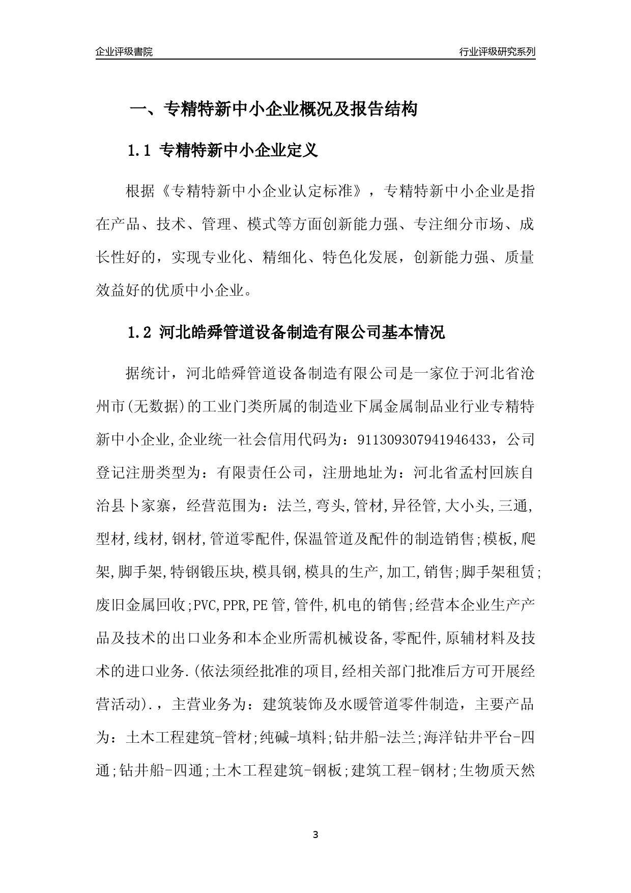 [专精特新]2022年河北皓舜管道设备制造有限公司行业竞争力评级分析报告(2023版)_第3页