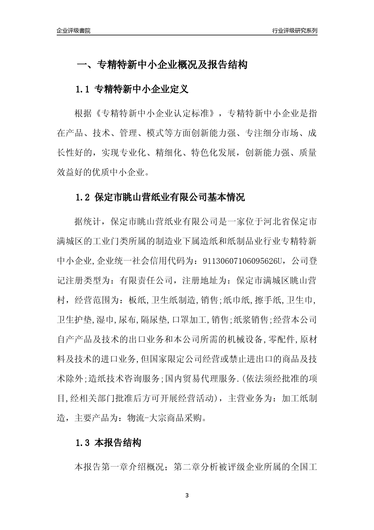 [专精特新]2022年保定市眺山营纸业有限公司行业竞争力评级分析报告(2023版)_第3页