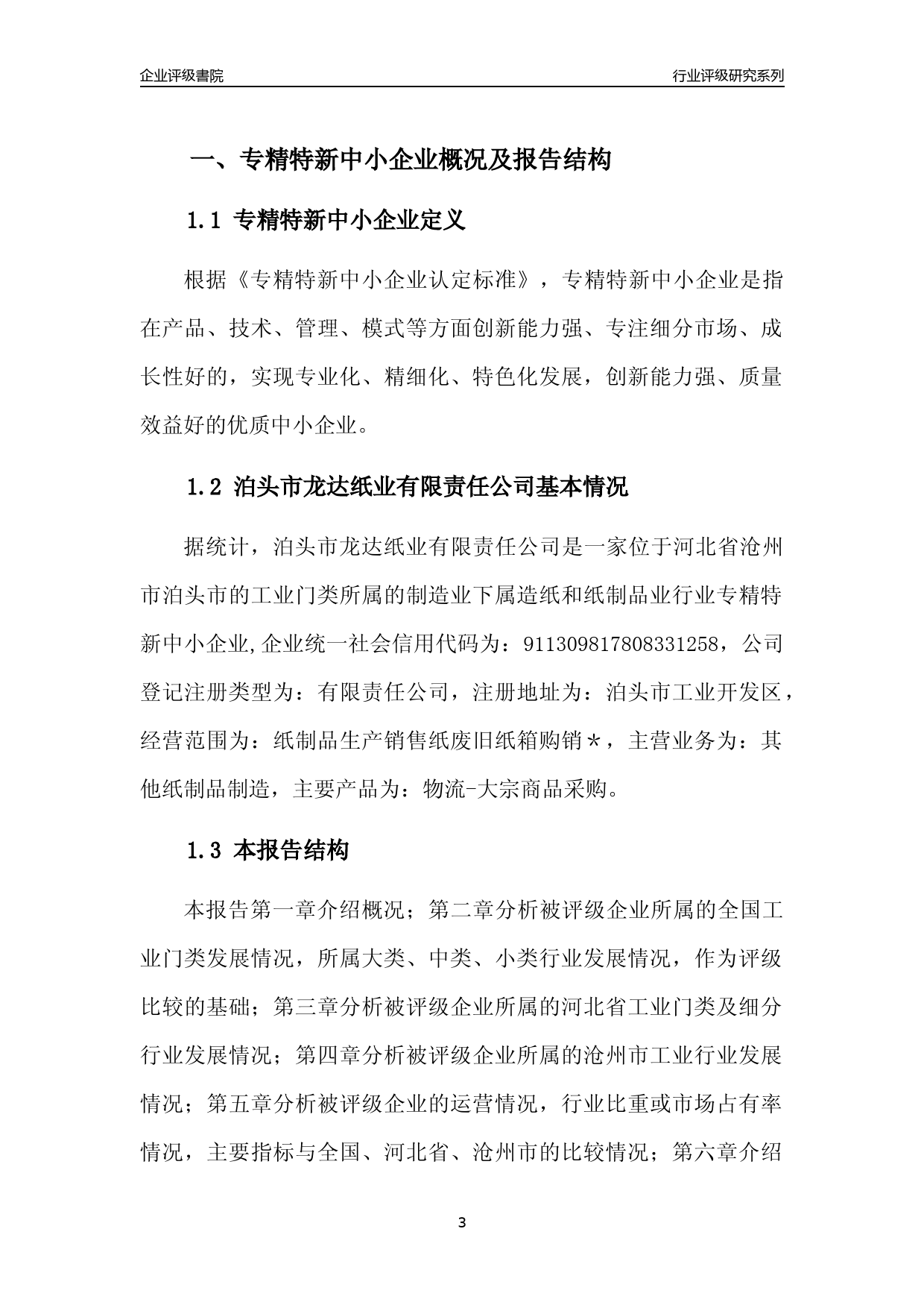 [专精特新]2022年泊头市龙达纸业有限责任公司行业竞争力评级分析报告(2023版)_第3页