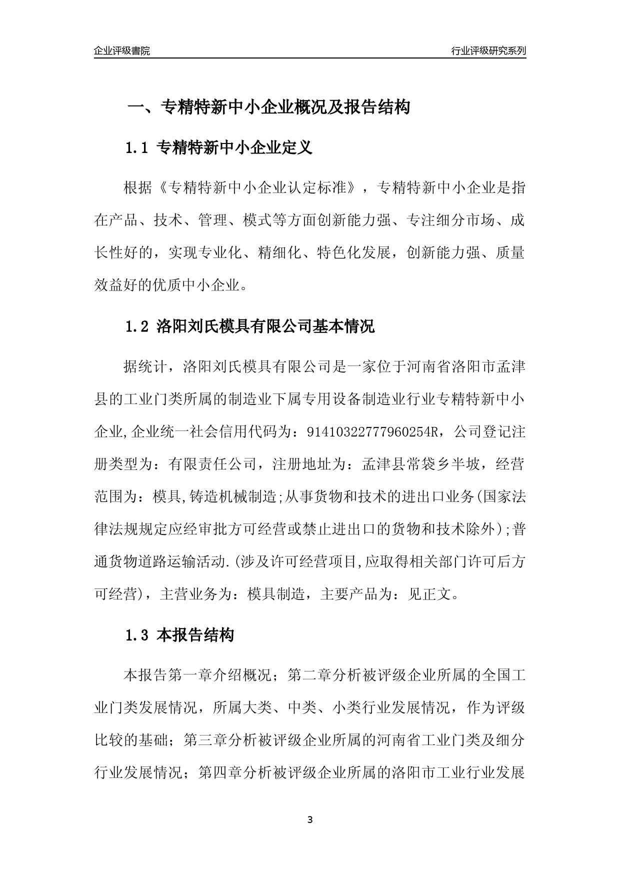 [专精特新]2022年洛阳刘氏模具有限公司行业竞争力评级分析报告(2023版)_第3页