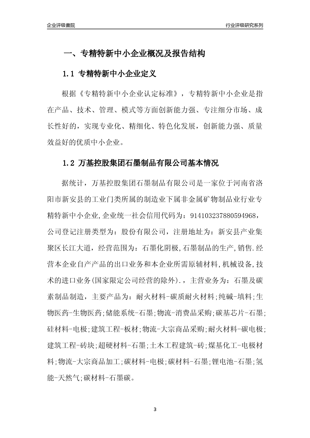[专精特新]2022年万基控股集团石墨制品有限公司行业竞争力评级分析报告(2023版)_第3页