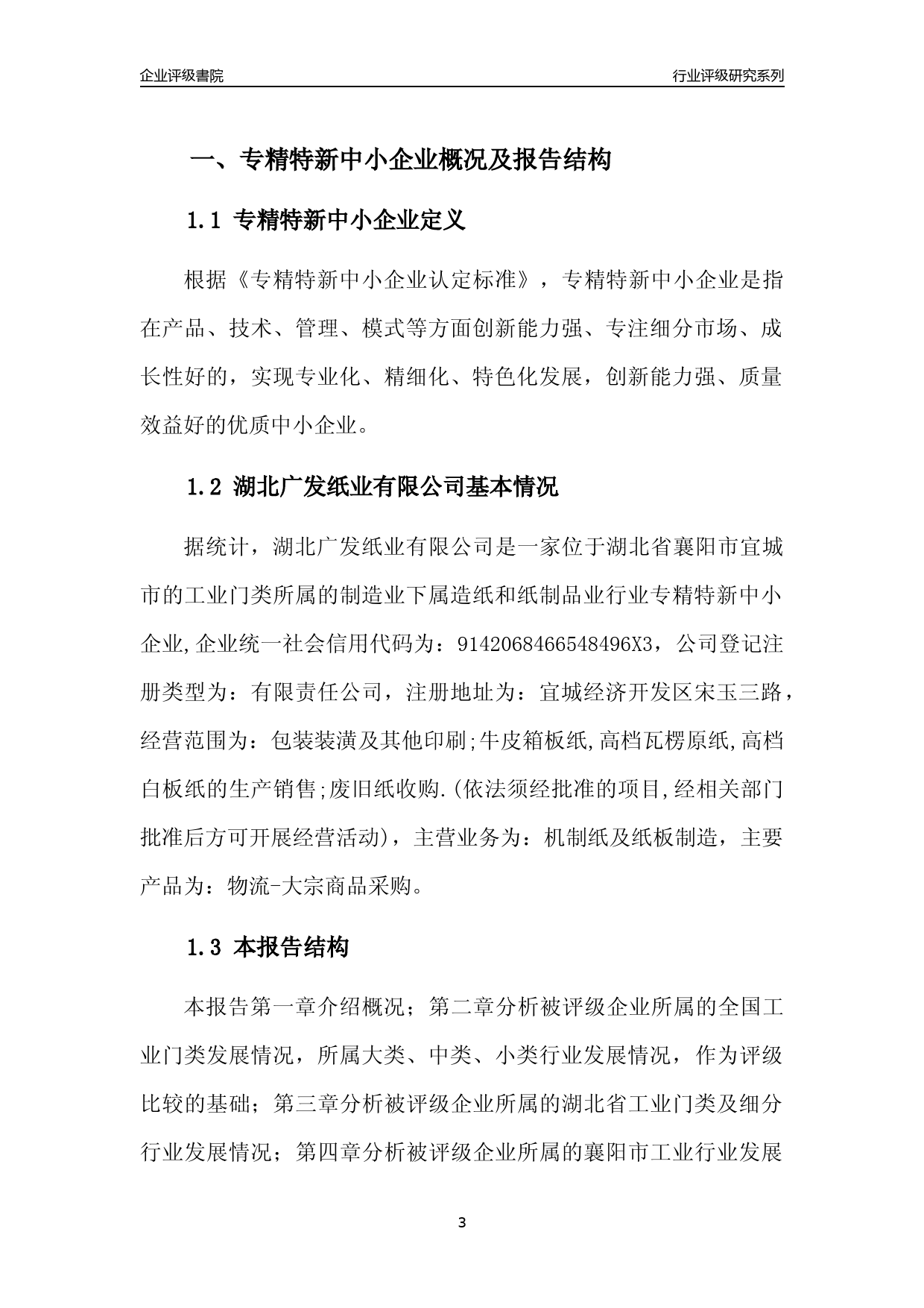 [专精特新]2022年湖北广发纸业有限公司行业竞争力评级分析报告(2023版)_第3页