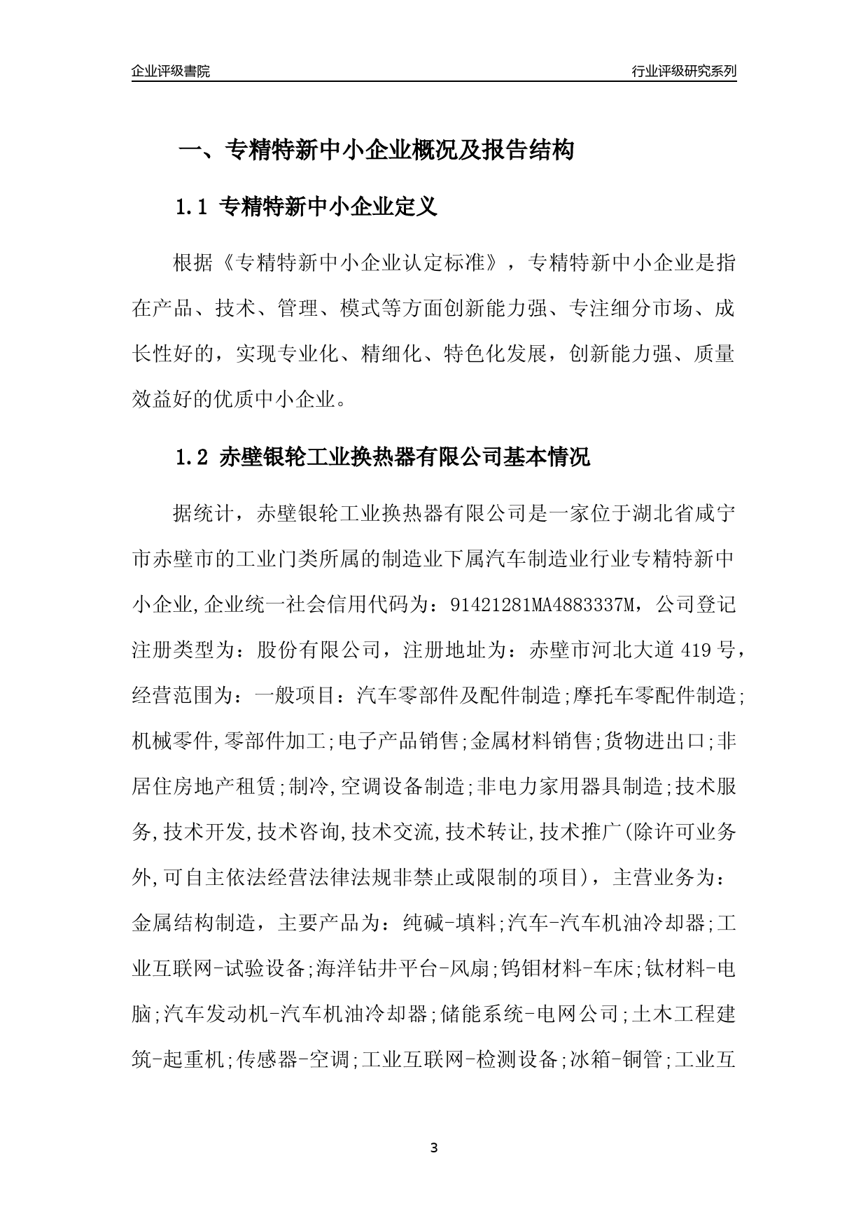 [专精特新]2022年赤壁银轮工业换热器有限公司行业竞争力评级分析报告(2023版)_第3页