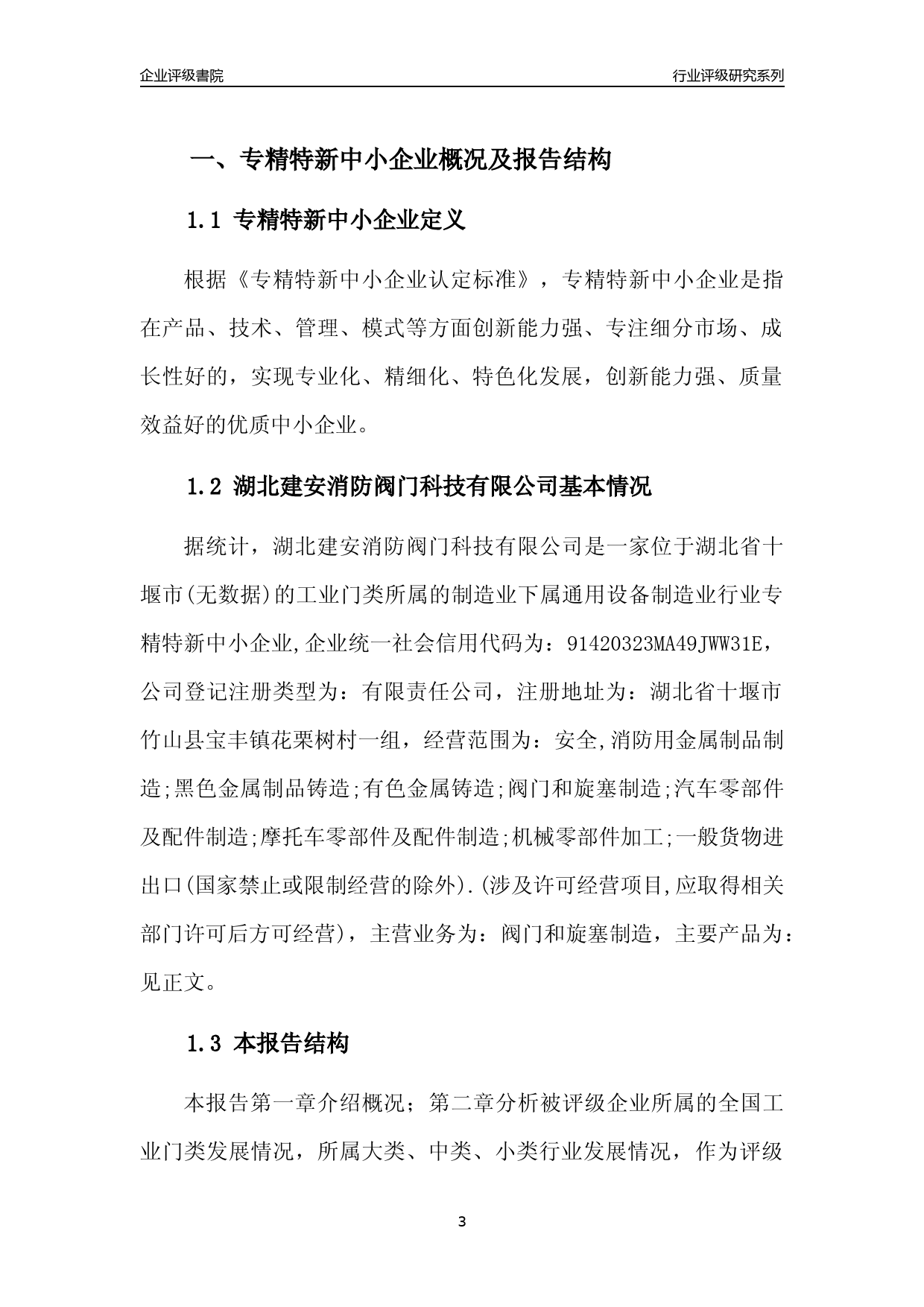 [专精特新]2022年湖北建安消防阀门科技有限公司行业竞争力评级分析报告(2023版)_第3页