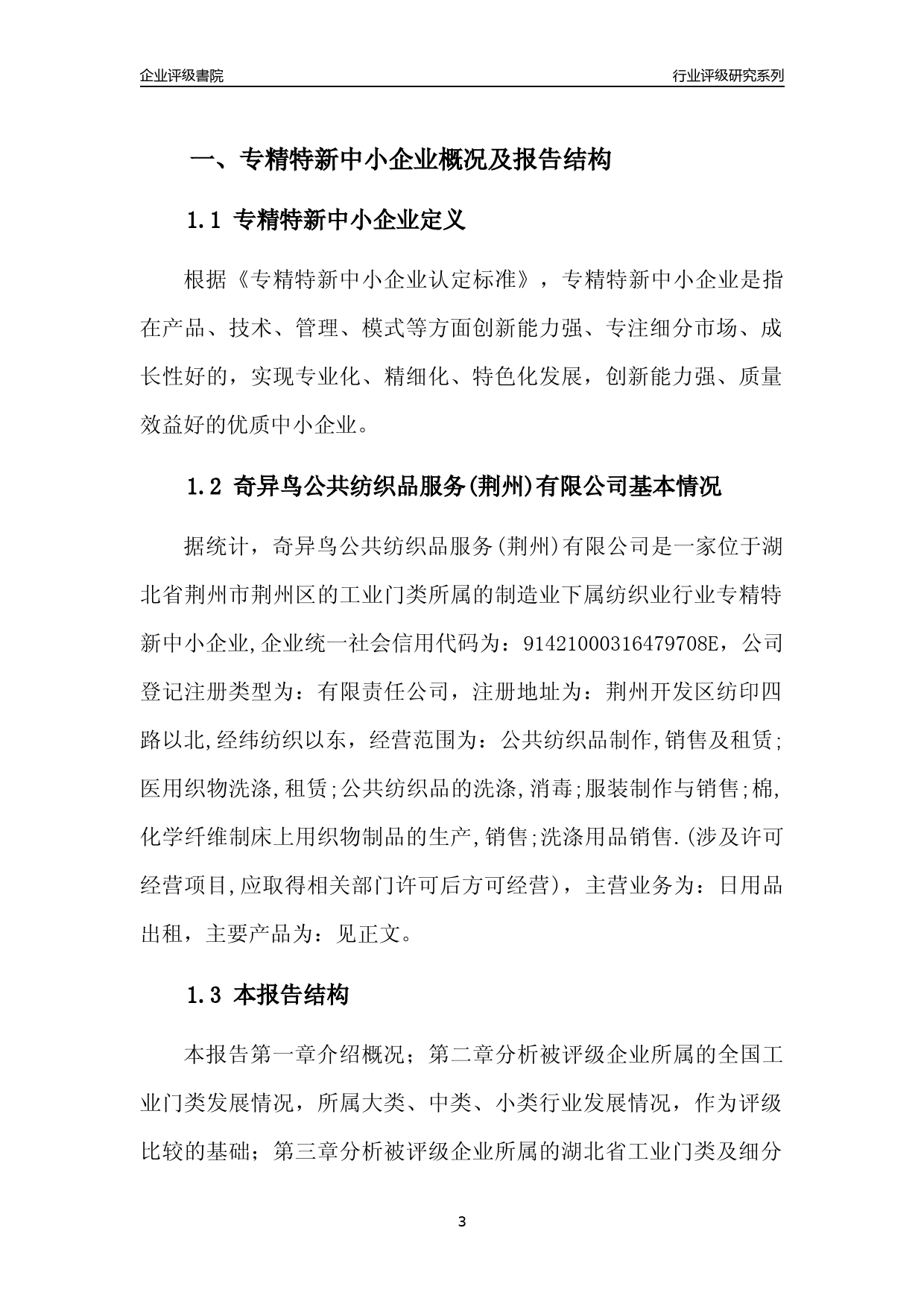 [专精特新]2022年奇异鸟公共纺织品服务(荆州)有限公司行业竞争力评级分析报告(2023版)_第3页