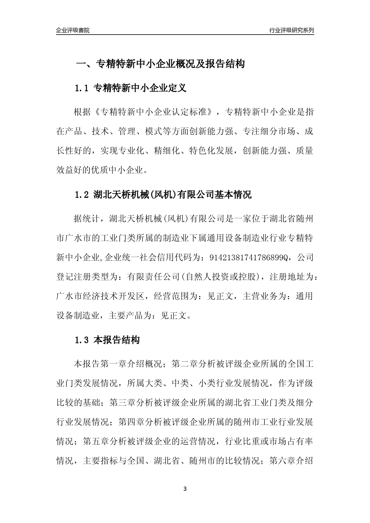 [专精特新]2022年湖北天桥机械(风机)有限公司行业竞争力评级分析报告(2023版)_第3页