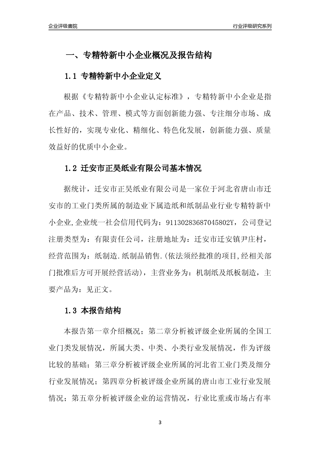 [专精特新]2022年迁安市正昊纸业有限公司行业竞争力评级分析报告(2023版)_第3页