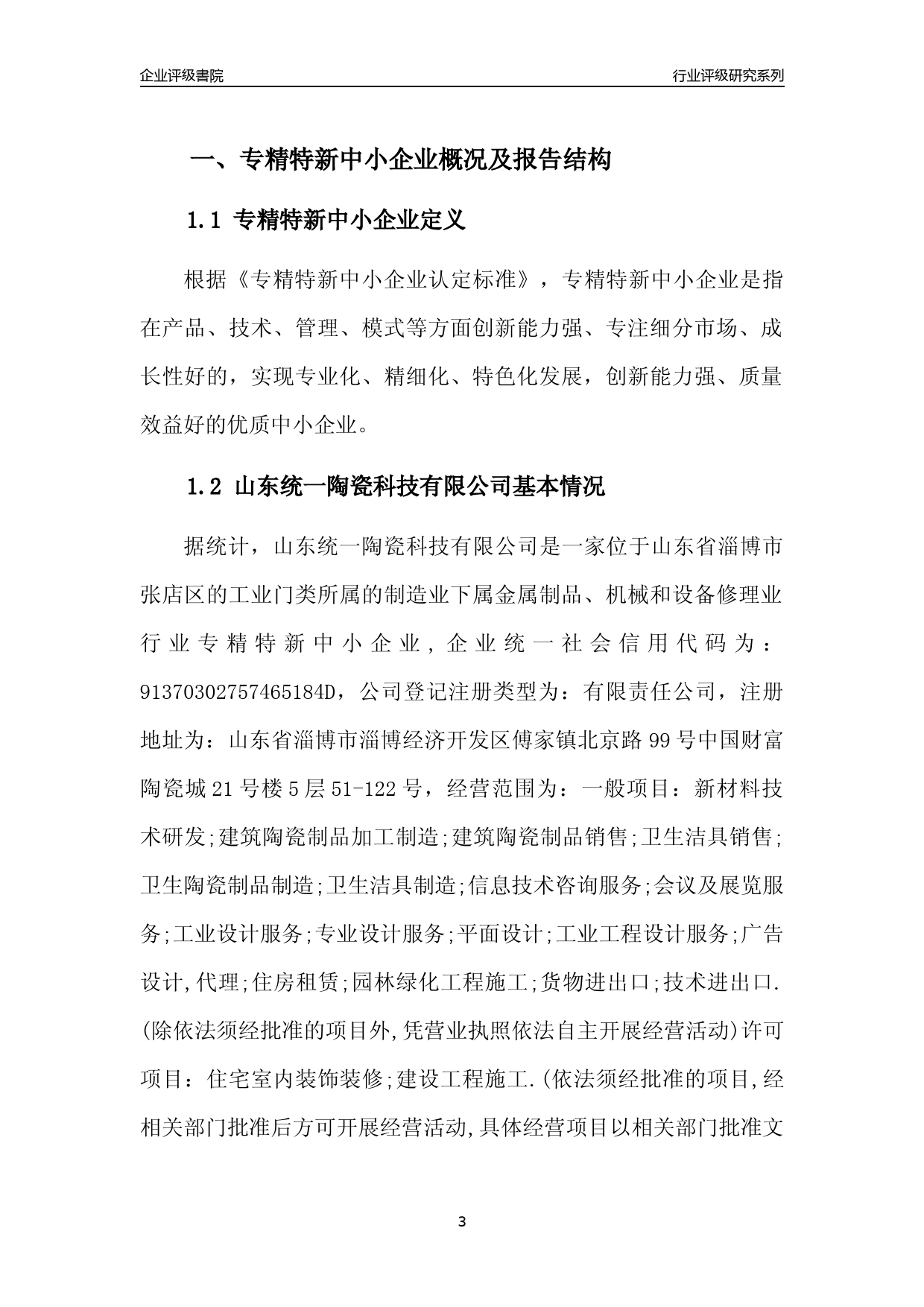 [专精特新]2022年山东统一陶瓷科技有限公司行业竞争力评级分析报告(2023版)_第3页