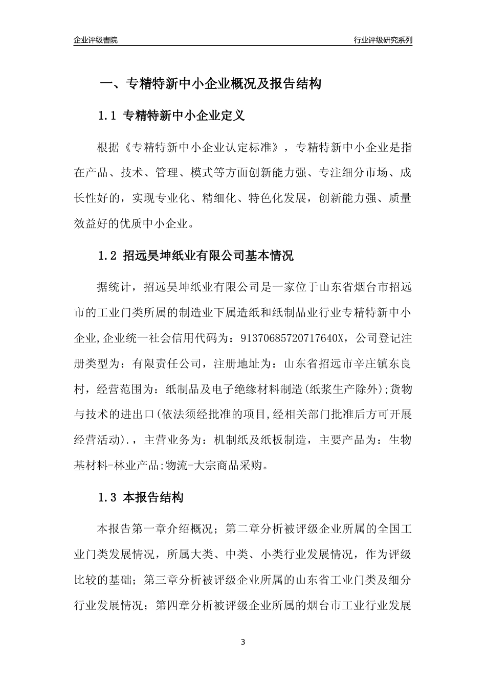 [专精特新]2022年招远昊坤纸业有限公司行业竞争力评级分析报告(2023版).docx_第3页