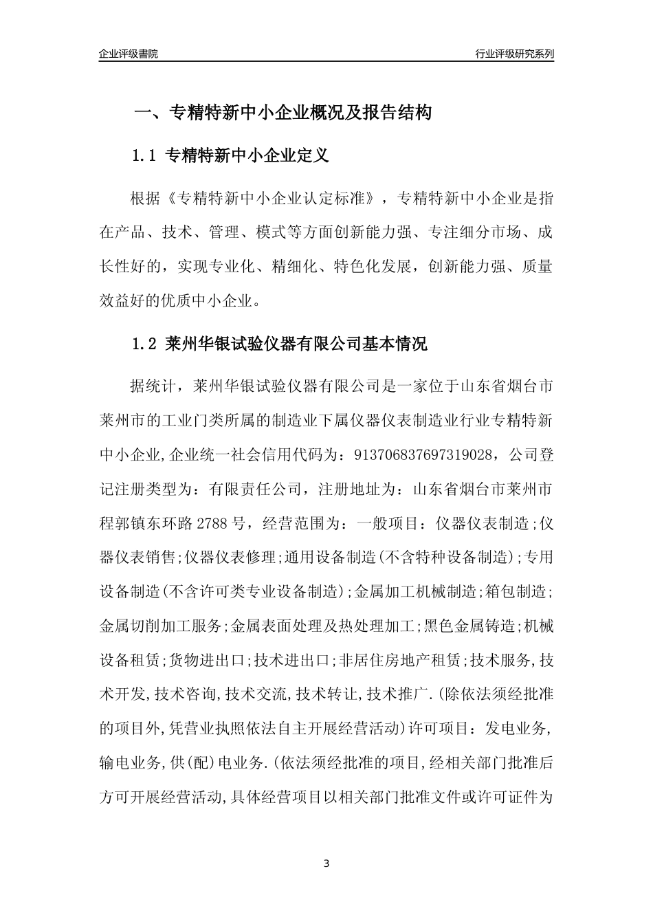 [专精特新]2022年莱州华银试验仪器有限公司行业竞争力评级分析报告(2023版).docx_第3页