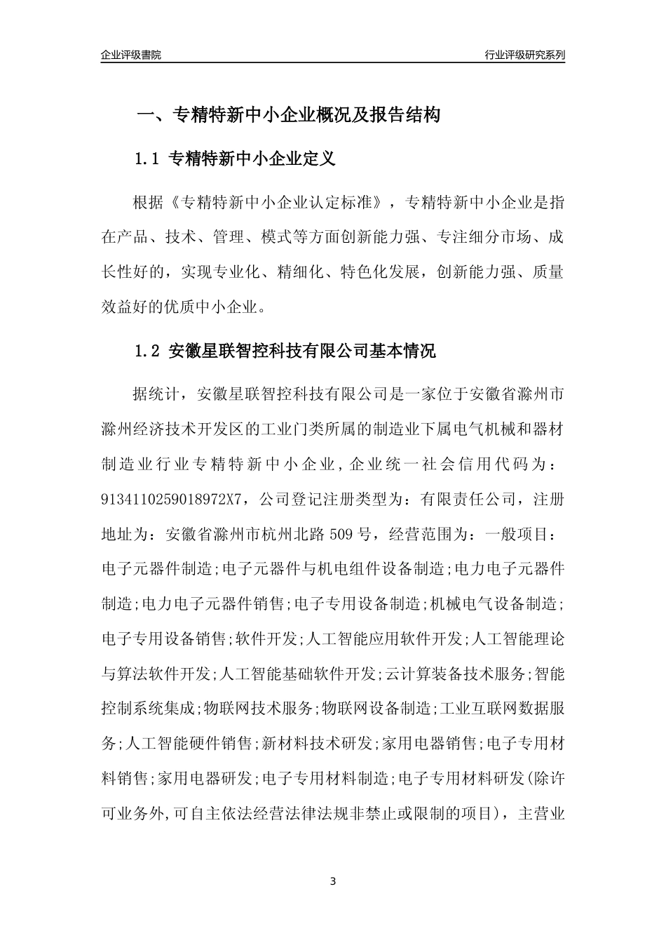 [专精特新]2022年安徽星联智控科技有限公司行业竞争力评级分析报告(2023版).docx_第3页