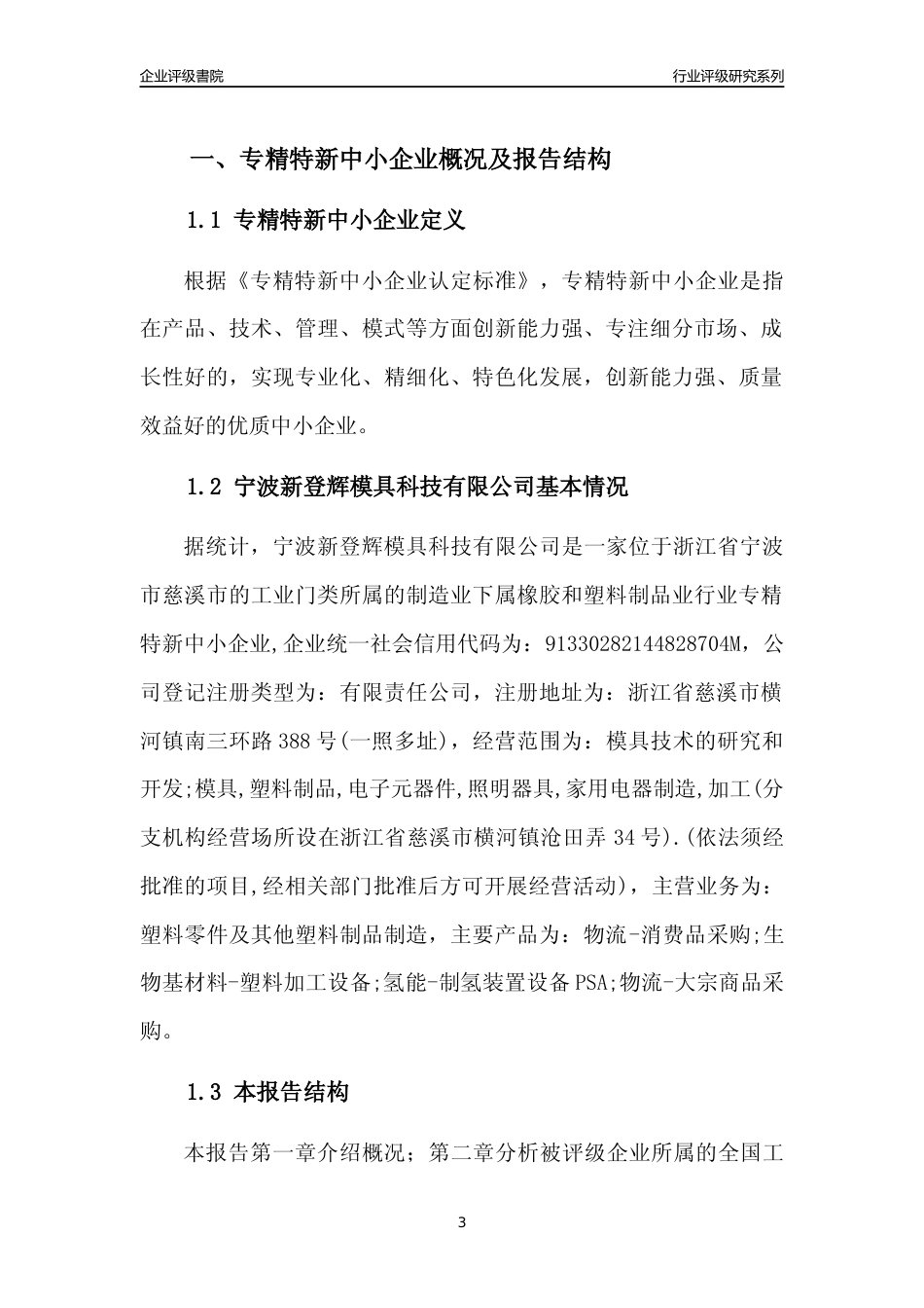 [专精特新]2022年宁波新登辉模具科技有限公司行业竞争力评级分析报告(2023版)_第3页