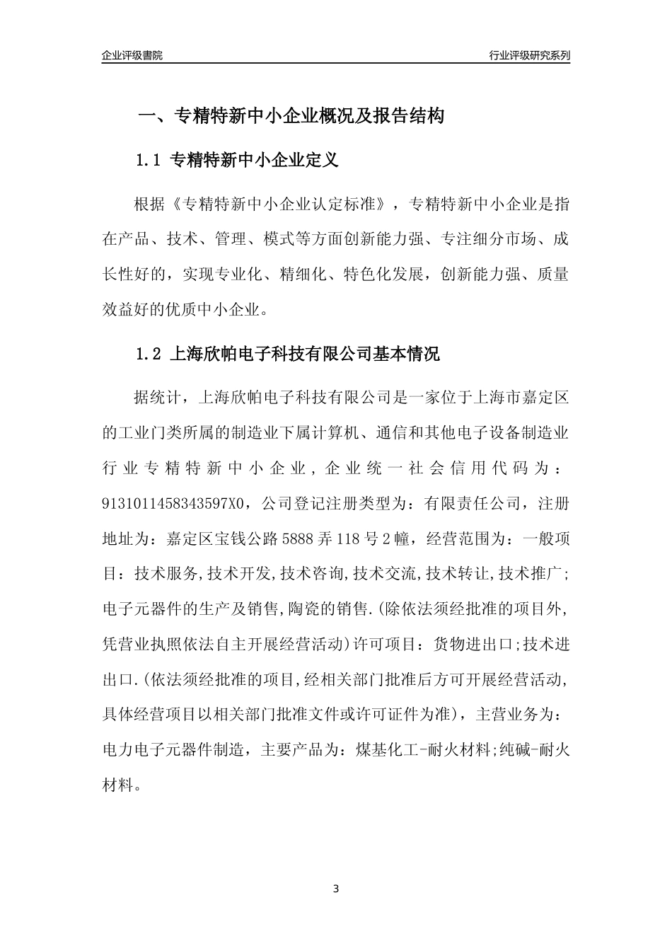 [专精特新]2022年上海欣帕电子科技有限公司行业竞争力评级分析报告(2023版)_第3页