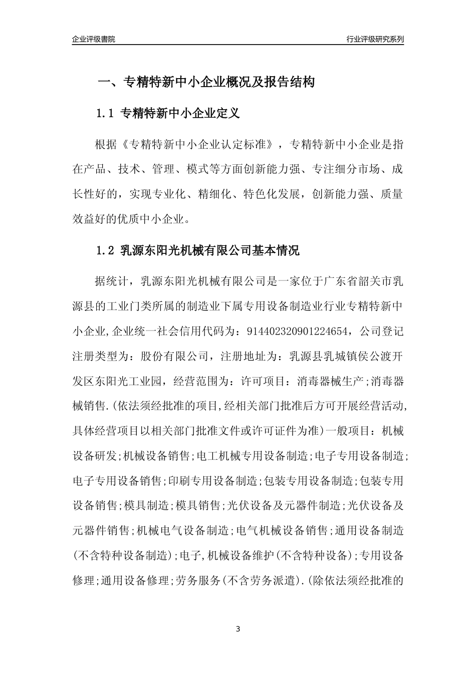 [专精特新]乳源东阳光机械有限公司行业竞争力评级分析报告(2023版)_第3页