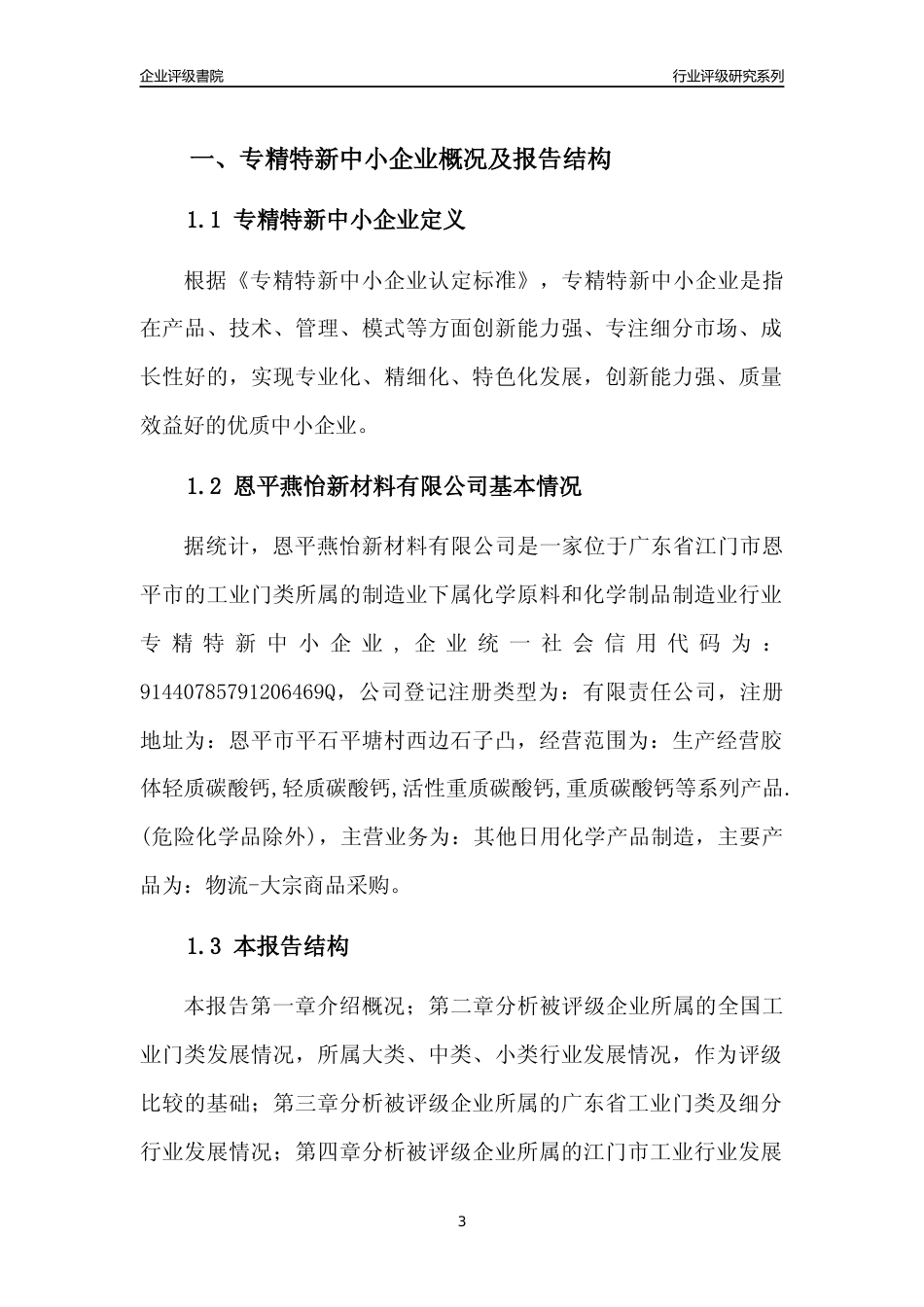 [专精特新]恩平燕怡新材料有限公司行业竞争力评级分析报告(2023版)_第3页