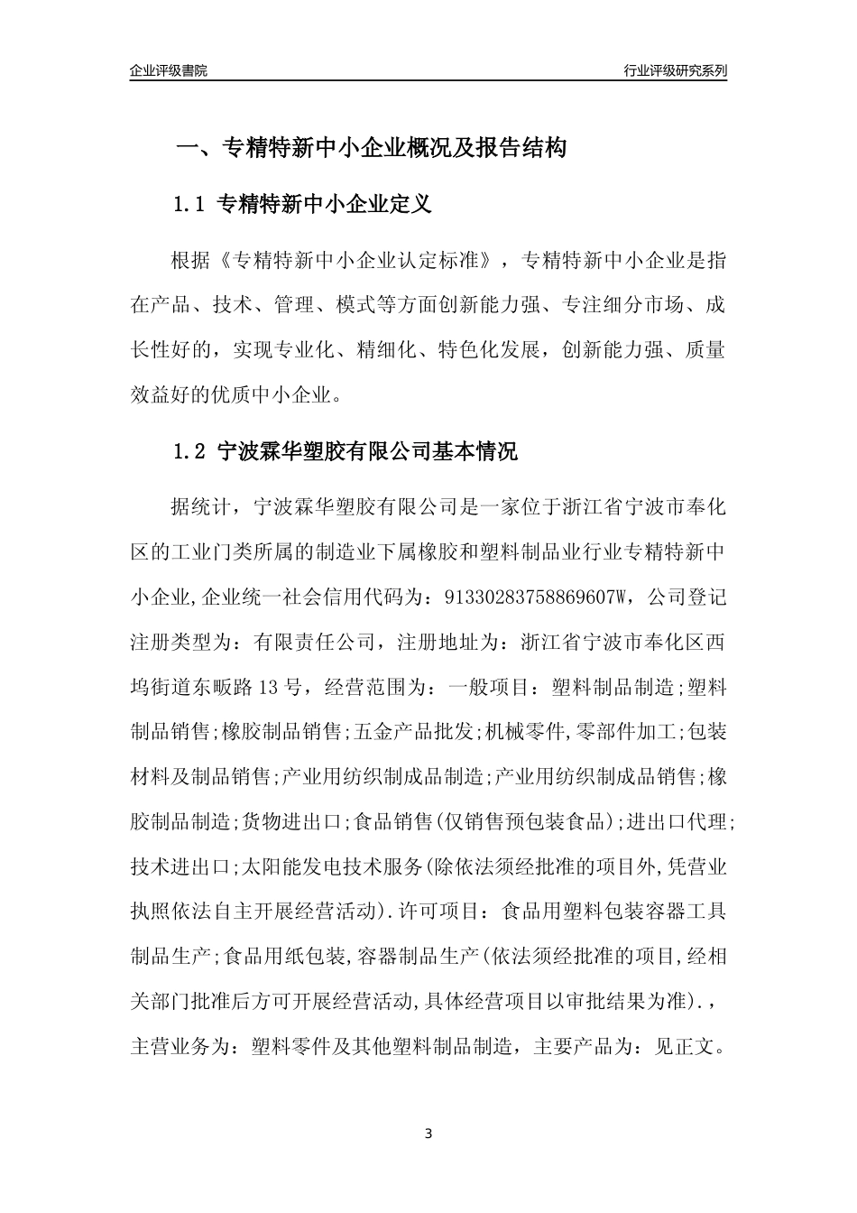 [专精特新]宁波霖华塑胶有限公司行业竞争力评级分析报告(2023版)_第3页