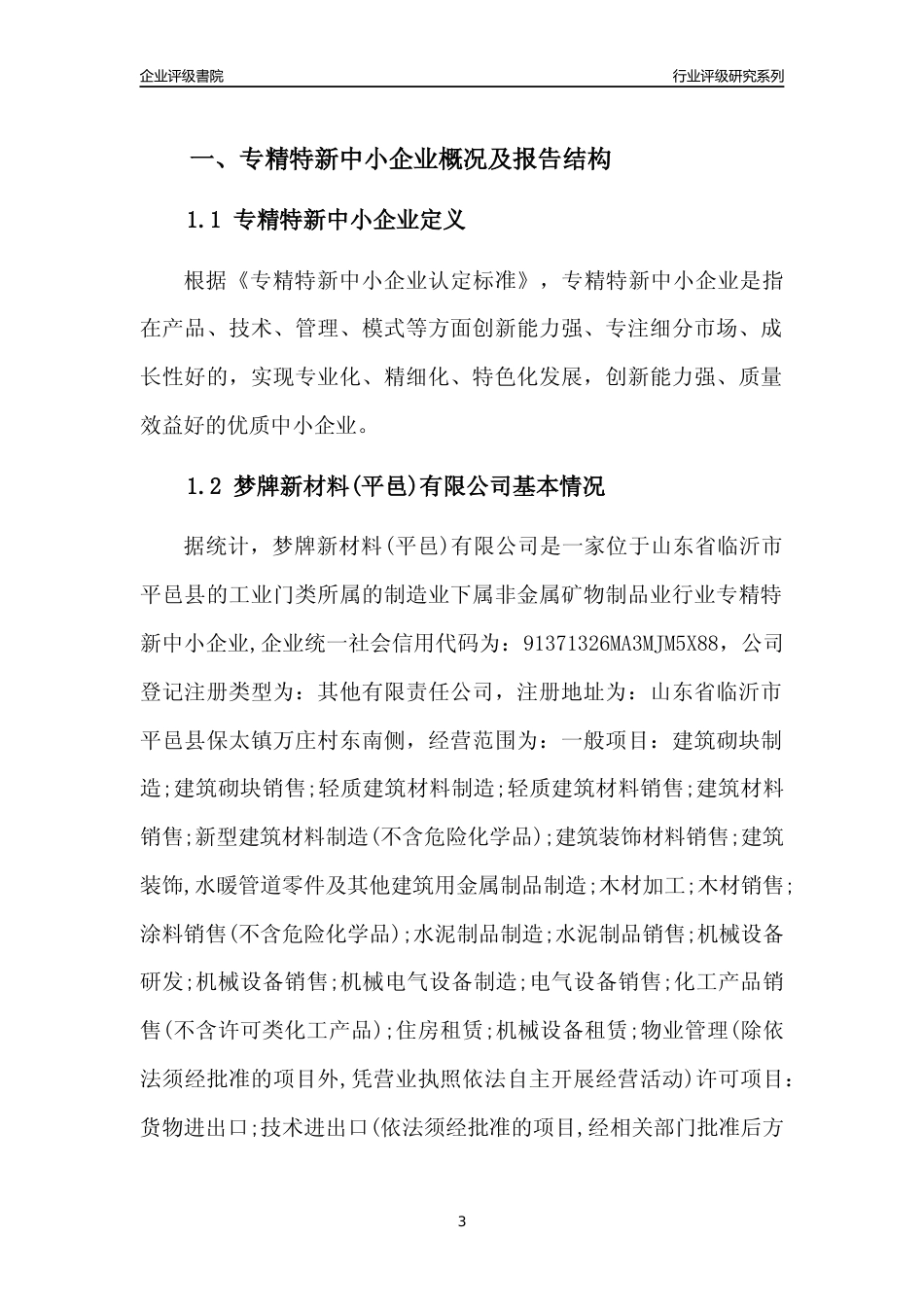 [专精特新]梦牌新材料(平邑)有限公司行业竞争力评级分析报告(2023版)_第3页