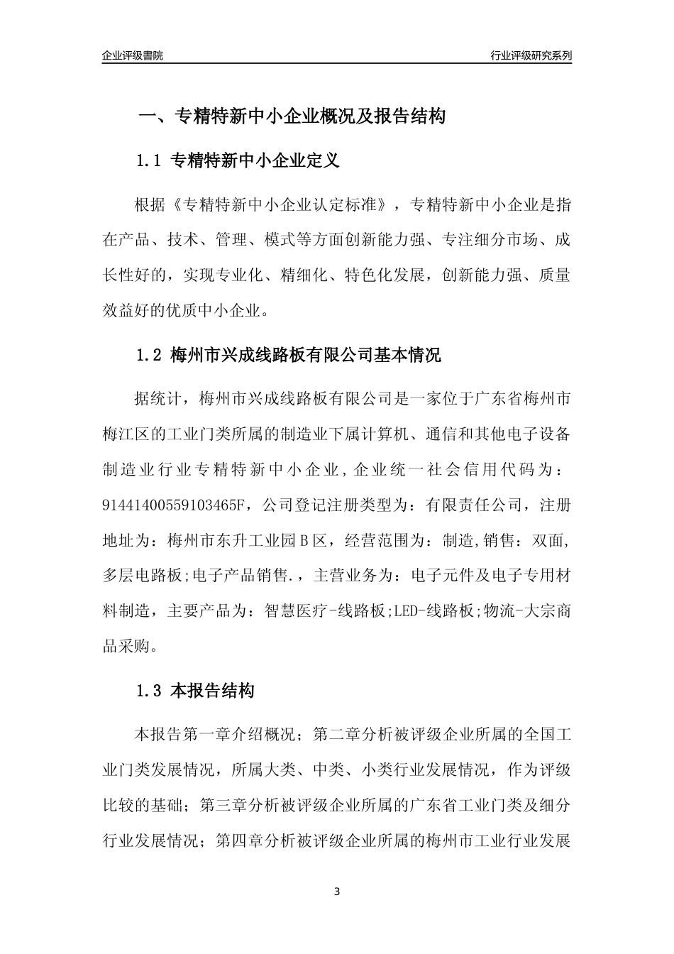 [专精特新]梅州市兴成线路板有限公司行业竞争力评级分析报告(2023版)_第3页