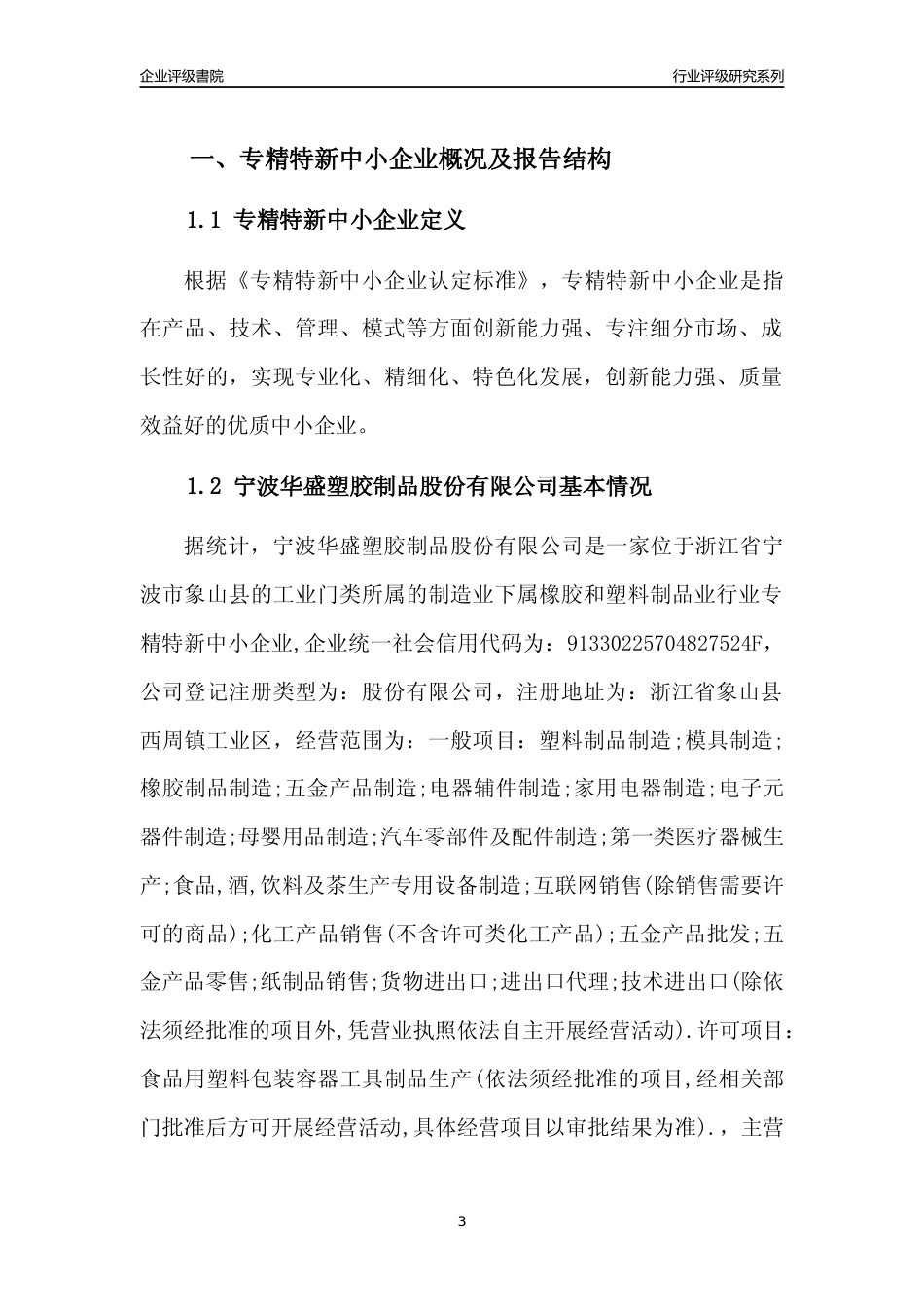 [专精特新]宁波华盛塑胶制品股份有限公司行业竞争力评级分析报告(2023版)_第3页