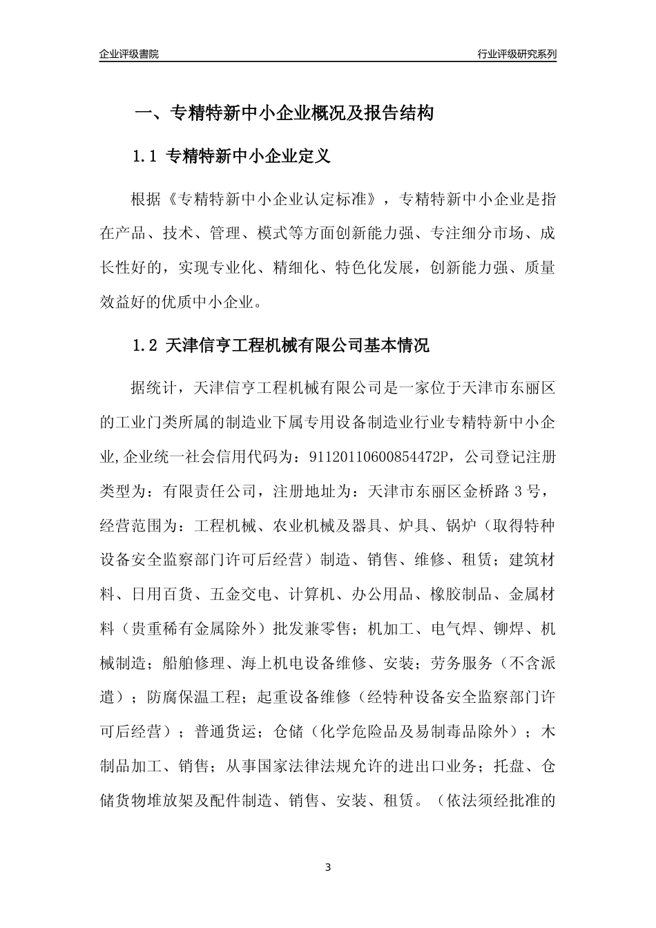 [专精特新]天津信亨工程机械有限公司行业竞争力评级分析报告(2023版)_第3页
