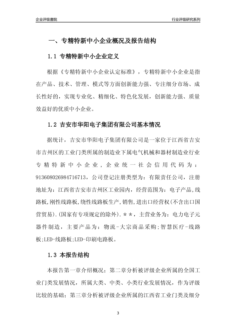[专精特新]吉安市华阳电子集团有限公司行业竞争力评级分析报告(2023版)_第3页