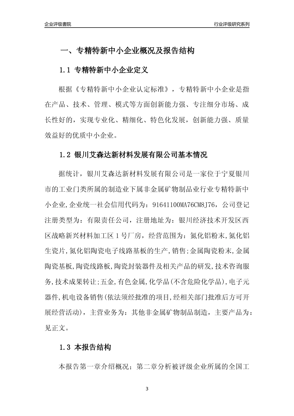 [专精特新]银川艾森达新材料发展有限公司行业竞争力评级分析报告(2023版)_第3页