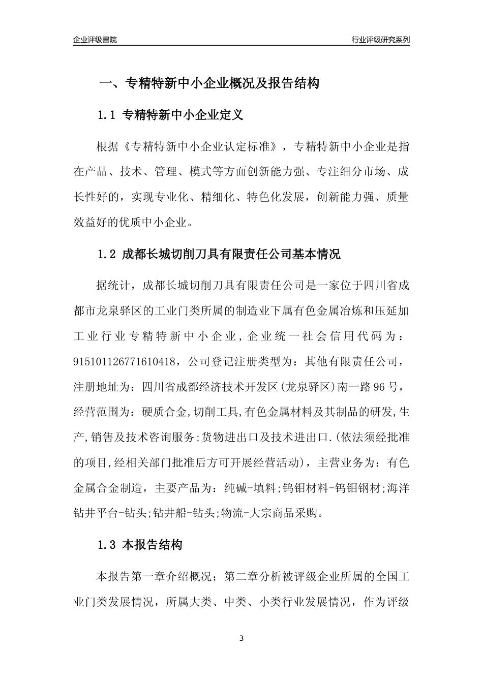 [专精特新]成都长城切削刀具有限责任公司行业竞争力评级分析报告(2023版)_第3页