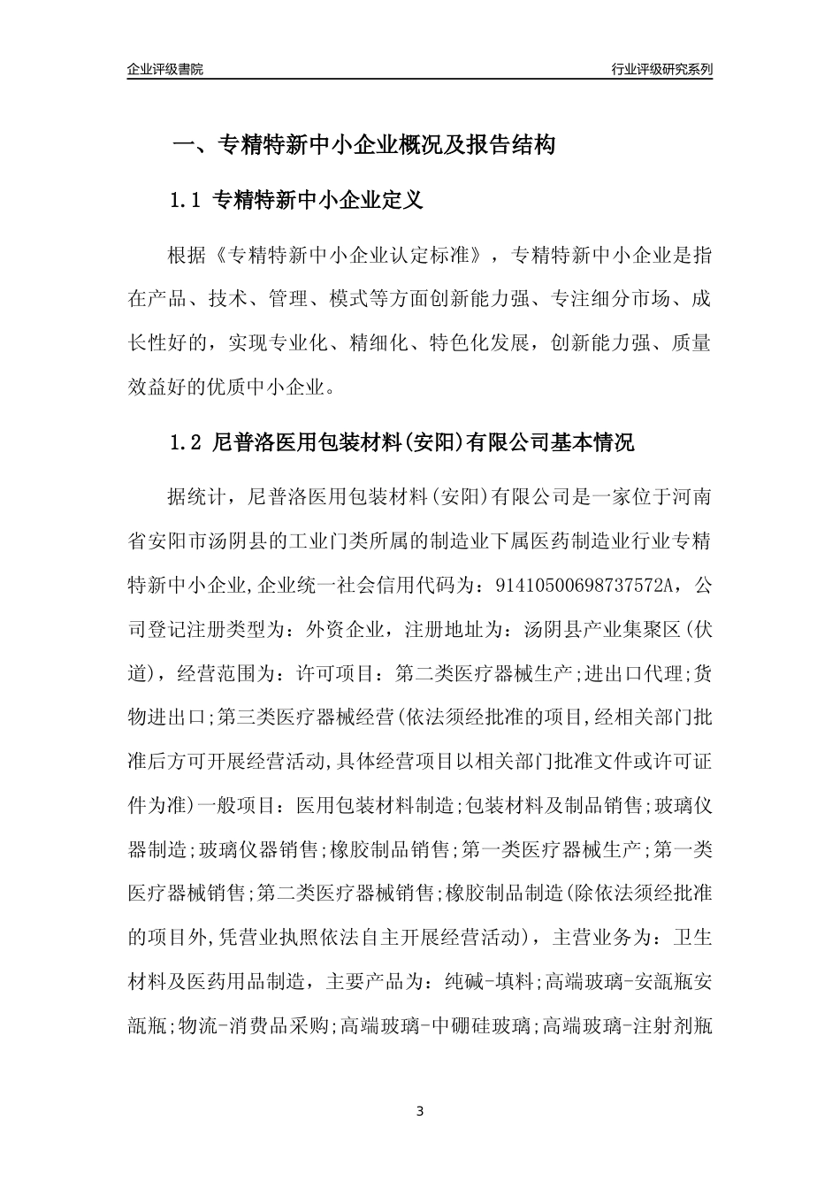 [专精特新]尼普洛医用包装材料(安阳)有限公司行业竞争力评级分析报告(2023版)_第3页