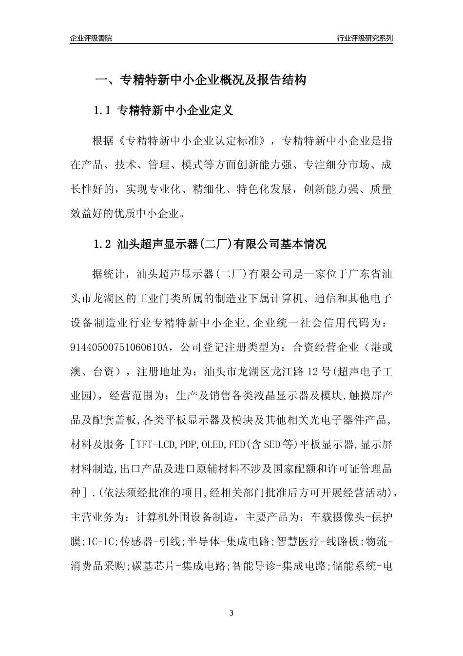 [专精特新]汕头超声显示器(二厂)有限公司行业竞争力评级分析报告(2023版)_第3页