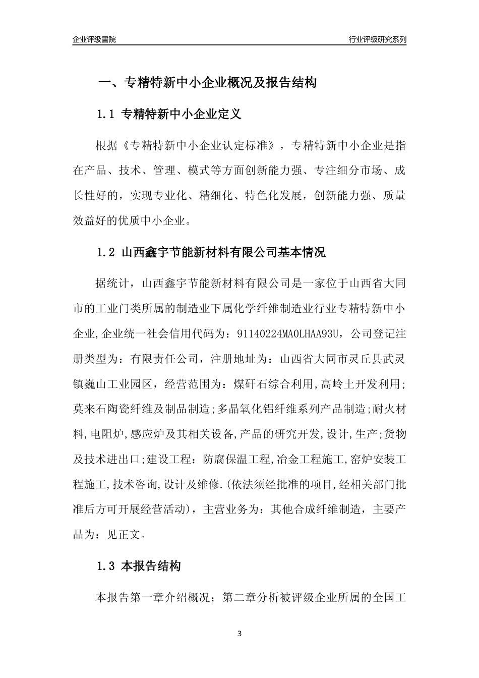 [专精特新]山西鑫宇节能新材料有限公司行业竞争力评级分析报告(2023版)_第3页
