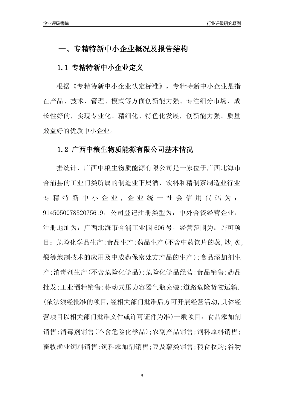 [专精特新]广西中粮生物质能源有限公司行业竞争力评级分析报告(2023版)_第3页