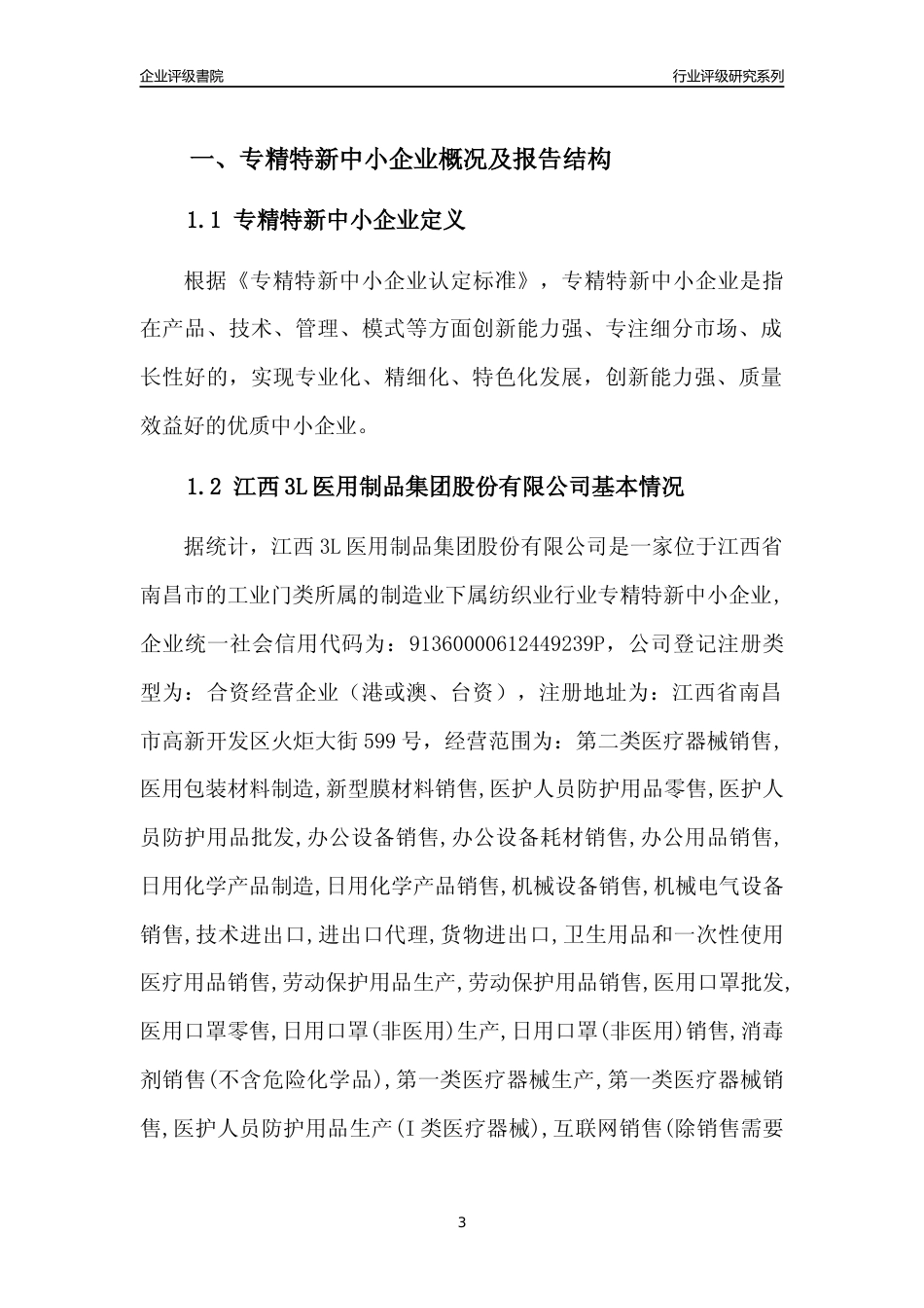 [专精特新]江西3L医用制品集团股份有限公司行业竞争力评级分析报告(2023版)_第3页