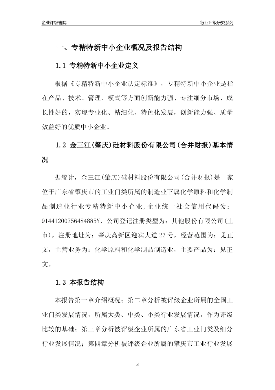 [专精特新]金三江(肇庆)硅材料股份有限公司(合并财报)行业竞争力评级分析报告(2023版)_第3页