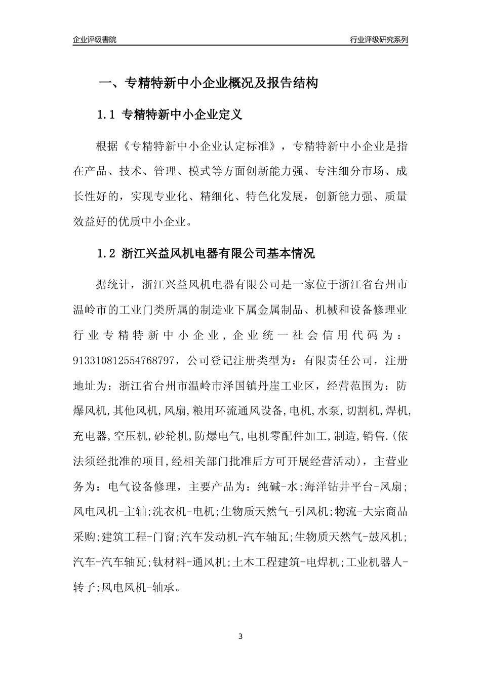 [专精特新]浙江兴益风机电器有限公司行业竞争力评级分析报告(2023版)_第3页