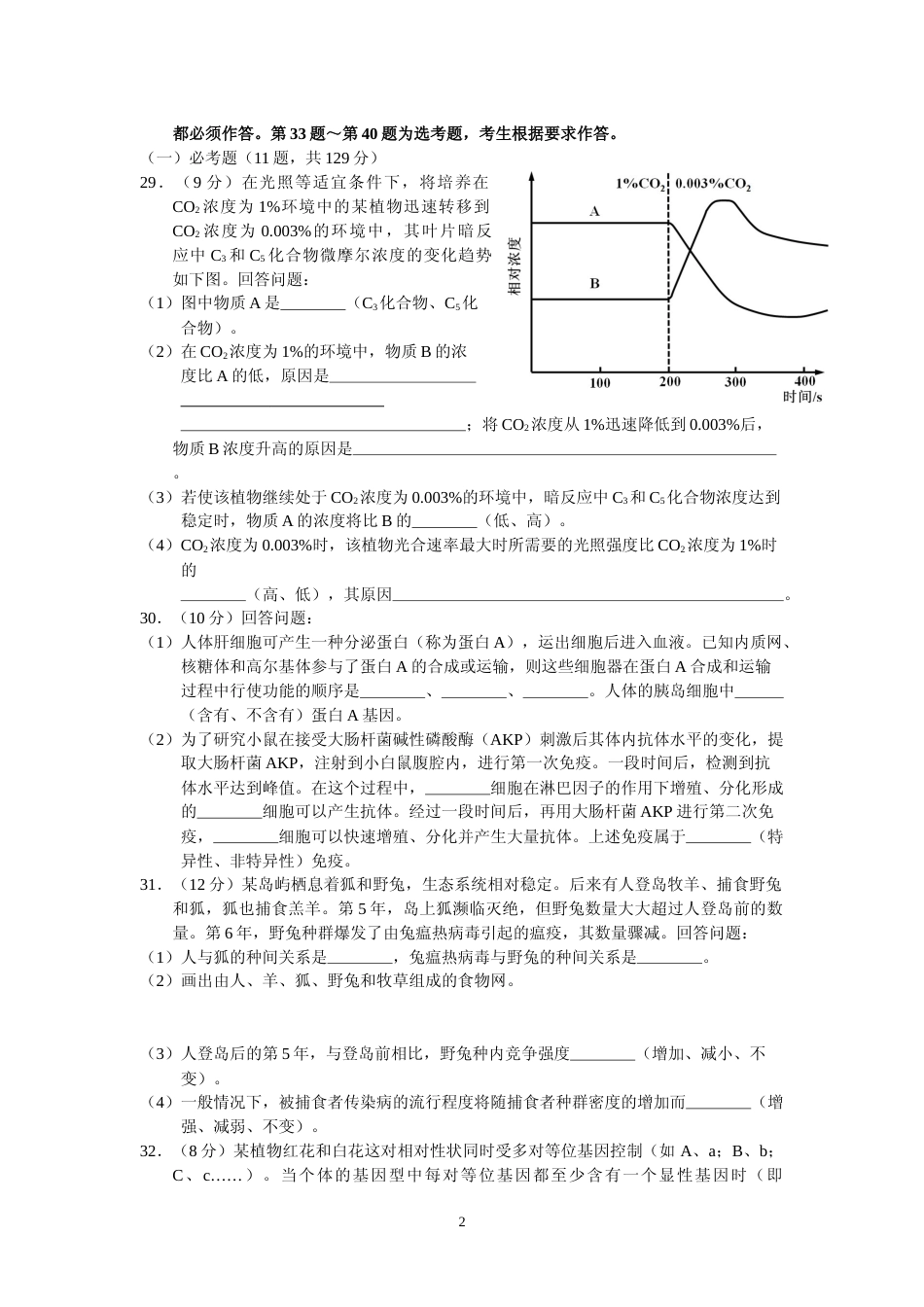 [高考真题]2011年普通高等学校招生全国统一考试湖南生物真题及答案_第2页