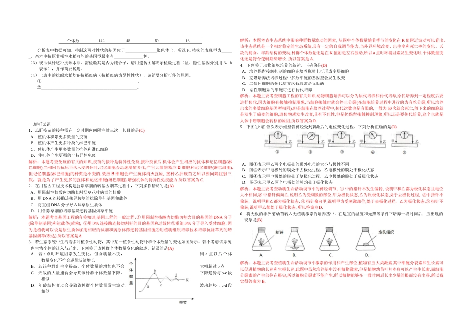 [高考真题]2010年浙江省高考生物答案解析_第2页