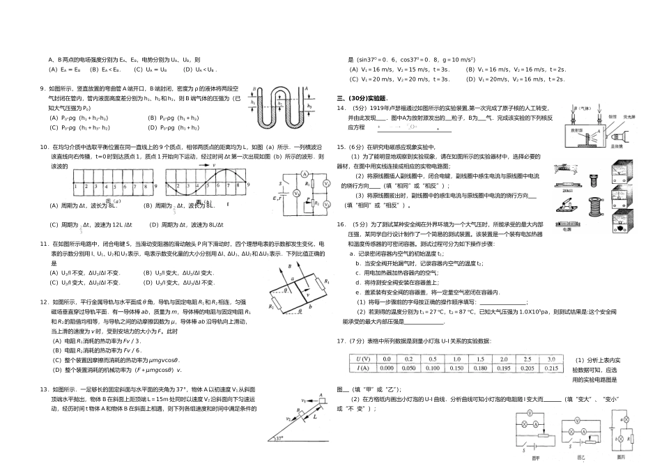 [高考真题]2006年上海市高考物理试题及答案_第2页