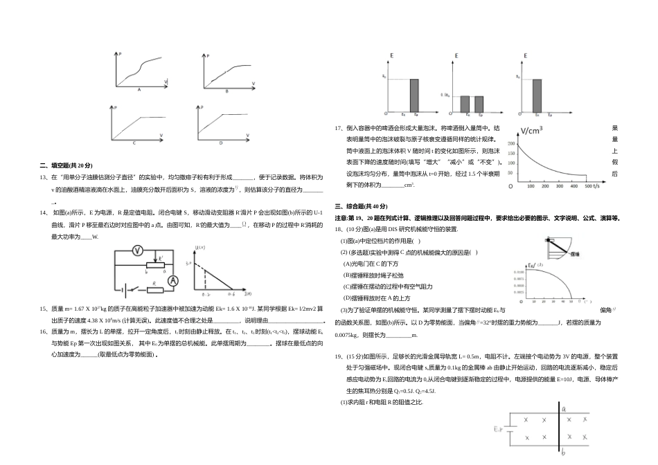 [高考真题]2020年上海市高考物理试题_第2页