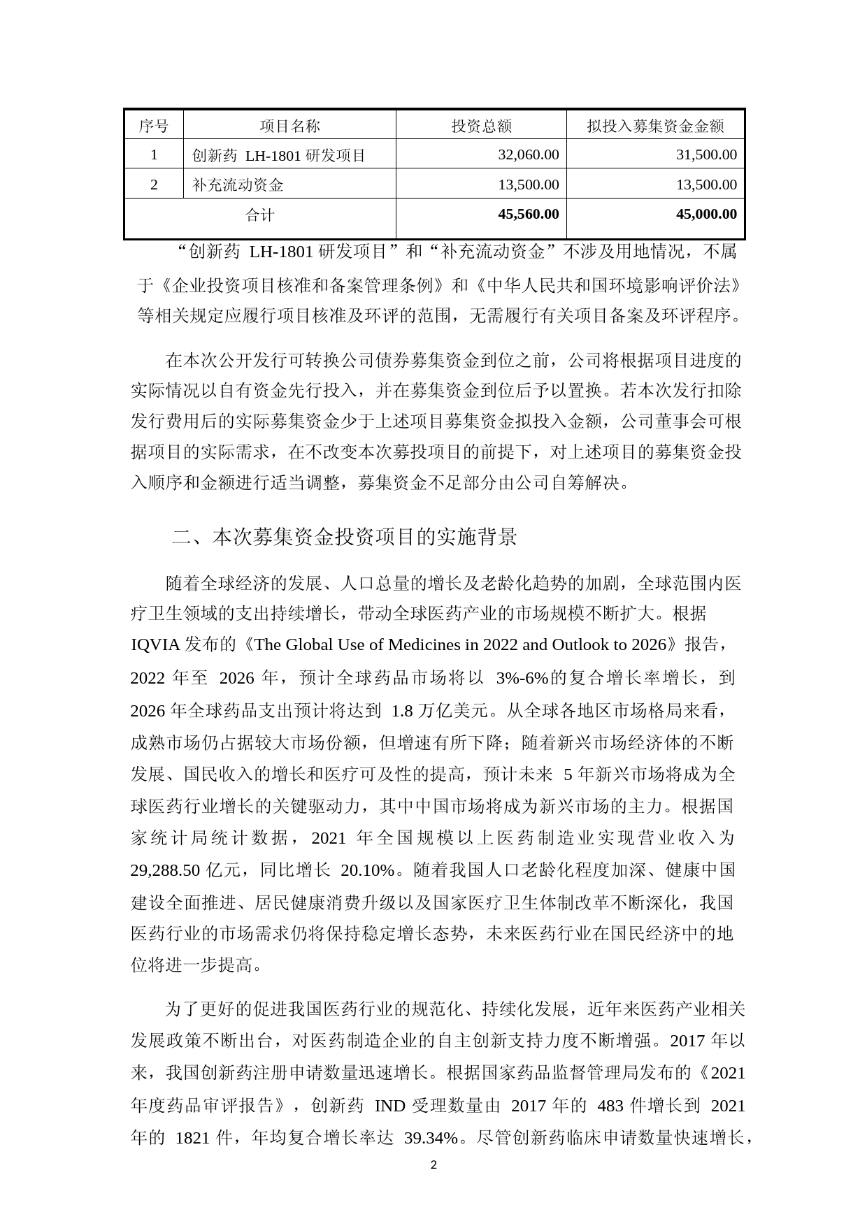 2022年度创新药 LH-1801 研发项目可行性分析报告_第2页