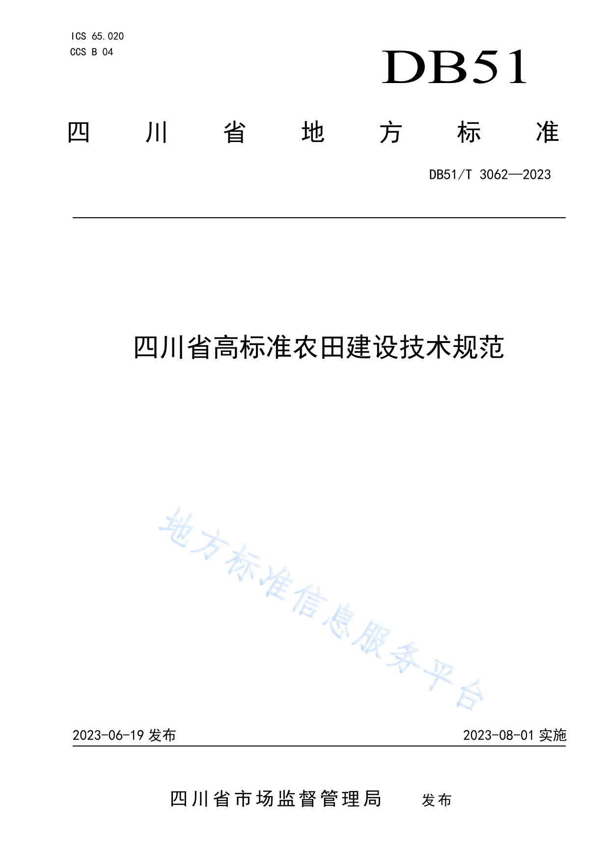 DB51_T 3062-2023 四川省高标准农田建设技术规范_第1页
